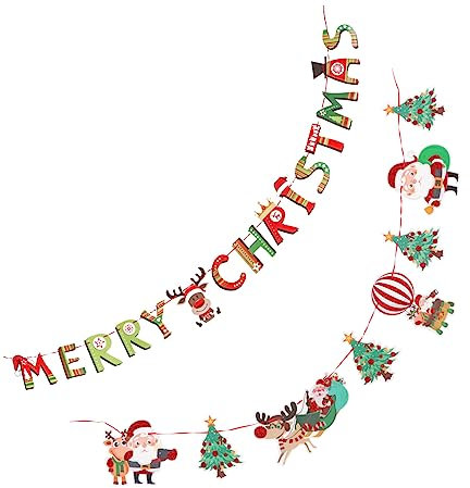 KONTONTY Weihnachten Papier Banner Dekoration Weihnachtsdeko Girlande Party Deko Outdoor Weihnachtsfeier Schlichtes Design