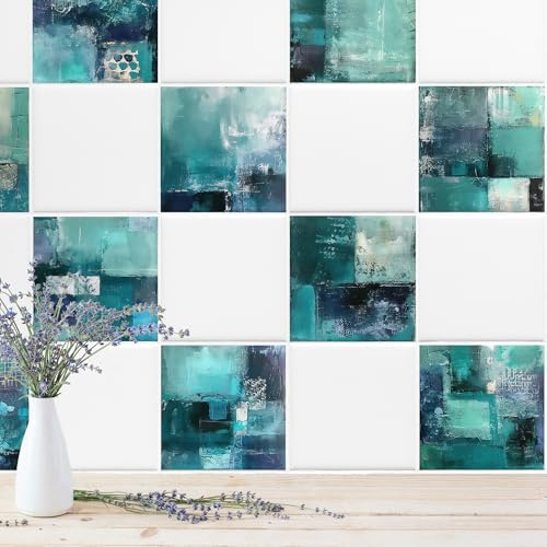 GRAZDesign Maritime Fliesenaufkleber Set – Mediterrane abstrakte Gemälde – Selbstklebende Fliesendekoration für Bad & Küche - 20x25cm