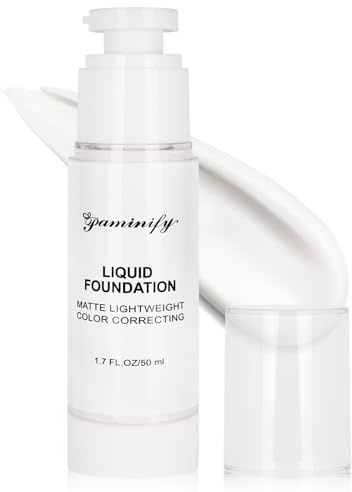 Paminify 50ml Clown White Liquid Foundation for Halloween,White Face Paint Waterproof Foundation for Skeleton Goth Vampire Joker Ghost Mime Gothic Base,Pale Face Makeup for Cosplay
