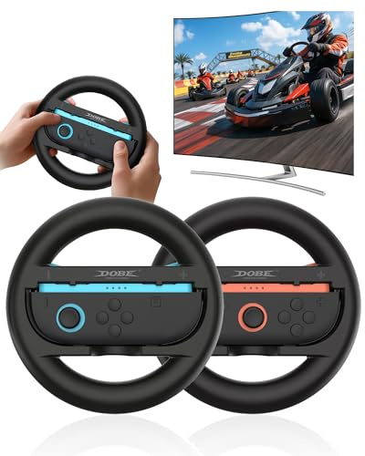Steering Wheels for Mariokart NS 2 Gen Switch & OLED JoyCons, JoyCon Racing Wheels for Mario Kart 8 Deluxe, Switch Steering Wheel Joycon 2 Gen Controller Race Accessories (2x Black)