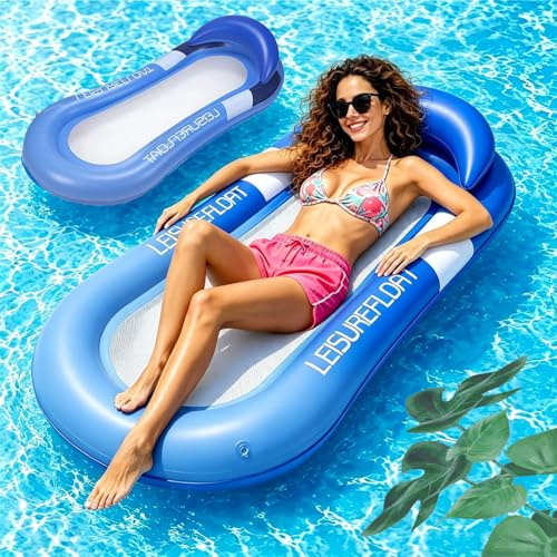 Flottant Hamac Gonflable,Hamac Gonflable avec Filet,Matelas Gonflable Piscine avec Appui-Tête,160 × 90 cm Matelas Pneumatique Flottant, pour Plage, Bassins, Lac