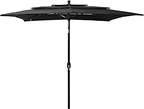 Snsowed Ombrellone a Sbalzo 3 Livelli Palo Alluminio 2,5x2,5 m Nero,Ombrellone,Ombrellone da Giardino,Protezione UV,Ombrellone da Esterni-313842
