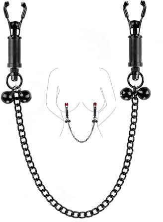 Pinzas de pezones ajustables con cadena metálica – Nipple Clamps BDSM para mujeres y hombres – Pinzas eróticas para pezones y clítoris, juegos de estimulación sensual