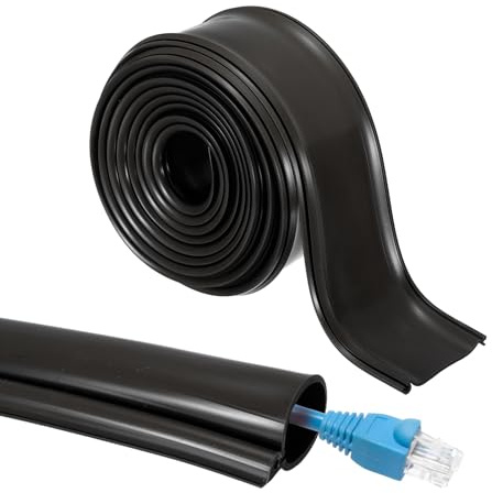 sourcing map Manicotto per la gestione dei cavi da 3 m, ID flessibile da 2,3 cm, copertura isolante a scatto, protezione per sottostazione, reti elettriche ad alta tensione, nero