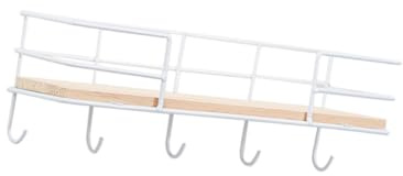 DIYEAH Mensola da Parete con Ganci in Ferro Battuto Bianco Portaoggetti Sospeso e Organizer Decorativo per Cucina Soggiorno e Camera Supporto Stabile per Chiavi e Piante Facile da