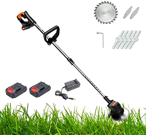 Tondeuse à gazon électrique sans fil avec fonction mulching, corps pliable, batterie et chargeur inclus, 6 hauteurs de coupe, kit de tondeuse à gazon à poussée manuelle