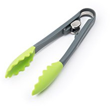 Fox Run Silicone Mini Tongs, 7 x 1.5 x 1 inches, Green