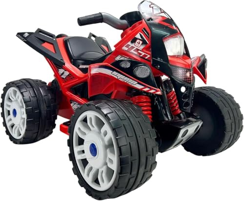 INJUSA - Quad Eléctrico Infantil The Beast para Niños de 2 a 4 Años | Batería 12V | con Pedal Acelerador | Marcha Atrás | Ruedas de Plástico con Bandas de Goma | 6 Km/h | Rojo (761)