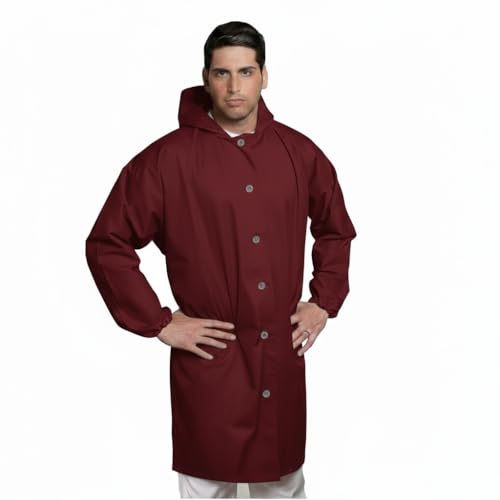 Camice da Lavoro Uomo con Cappuccio a Scomparsa, per Macelleria e Trasporto Carni, Vari Colori, Made in Italy (Bordo', Taglia Unica)
