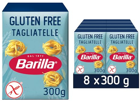 Barilla Gluten Free Tagliatelle Pasta – Authentic Italian Pasta Made with Corn & Rice – Bulk Pack of 8x 300g