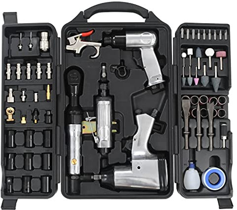 vidaXL Set Herramientas Neumáticas 70 Piezas Pistola Carraca Amoladora Impacto