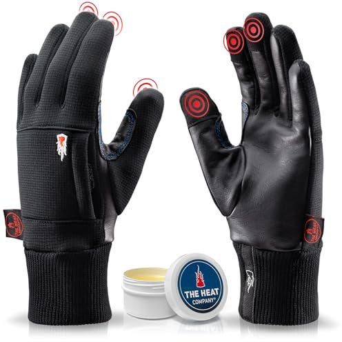 THE HEAT COMPANY – Durable Liner PRO – Touchscreen Lederhandschuhe Herren gefüttert - Premium Qualität - Thermo Handschuhe Damen Leder - windabweisende Winter Lederhandschuhe
