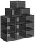 SONGMICS Shoe Boxes, Plastic Shoe Storage Organisers with Clear Doors, Set of 12, Stackable, Easy Assembly, 27 x 34.5 x 19 cm, up to UK Size 10, Black LSP032B12V1