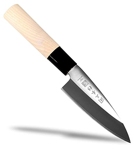 Seki Japan Japanese Seki SANBONSUGI Sushi Chef Knife, 420J2 Stainless Steel Sashimi Deba Knife, Wood Handle, 105 mm (4.1 in)
