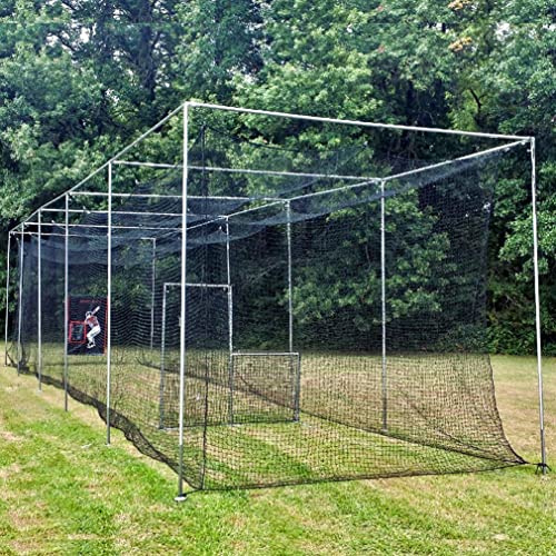 NET ONLY Batting Cage Net ONLY HDPE (60PLY) with Door and Free BACKSTOP Heavy Duty Baseball (14' H X 14' W X 70' L)