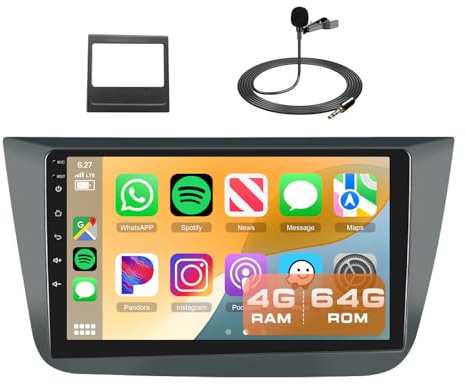 Podofo Autoradio pour Seat Altea 2004-2015,Android 2G+64G Carplay Android Auto HiFi,9 Écran Tactile GPS WiFi Bluetooth FM RDS Radio USB Altea Navi Auto Vidéo Stéréo Lecteur +Canbus