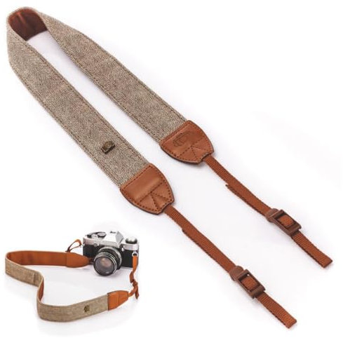 Teegxddy Sangle Appareil Photo,Dragonne Appareil Photo,Courroie Appareil Photo,Bandouliere Appareil Photo,Pour Tous Les Appareils Photo Dslr-Compatible Avec Canon Eos, Nikon, Pentax Et Plus(Brun)
