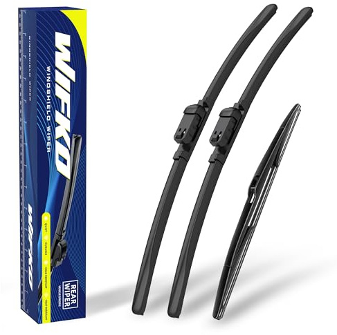 Scheibenwischer Set für Ford Focus MK2 2004-2010 Vorne & Hinten | Passt nicht für Turnier, Vordere Flachbalken-Wischer, Auto Scheibenwischer Frontscheibe und Heckwischer, Direkte Montage