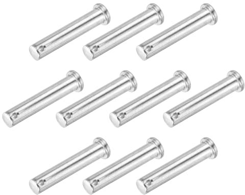 sourcing map 10Pcs 10mmx50mm Single Hole Clevis Pins, 304 Stainless Steel Flat Head Single Hole Clevis Pins for Mechanics Repair, Furniture Installation, Industrial Equipment, DIY (Silver)