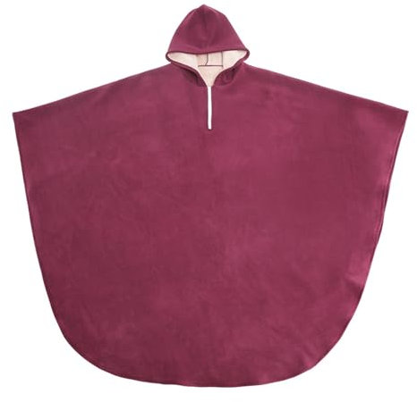 Rollstuhl Fleece Poncho Mantel Decke Cape Jacke Rollstuhldecke Winterponchos Damen Herren Winter Warm mit Kapuze für Rollstuhl Rollstuhlfahrer Zubehör(Red)