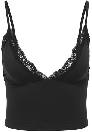 Only Onlvicky Lace Singlet V-Neck Acc, svart, l, svart, L
