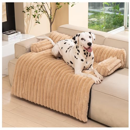 Avont Hundebett, Flauschige Hundematte Decke für Sofa für Hunde Katzen mit abnehmbaren waschbaren Bezug und Anti-Rutsch-Boden- Große/Brau