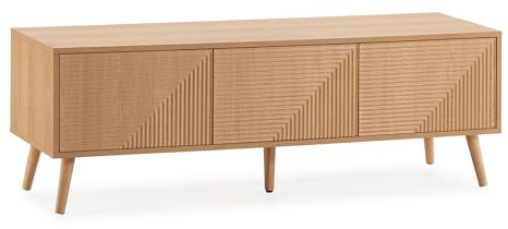 HOMN LIVING Mueble TV Telmo 3 Puertas Color Roble, 130 cm (Ancho) 40 cm (Profundo) 45 cm (Altura)