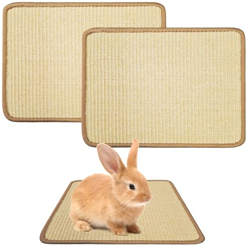 2Pcs Rabbit Scratch Mat,16 x 12 Inch Sisal Rabbit Scratching Pad
