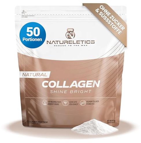 NATURELETICS Collagen Pulver - 500 g, Peptide Typ 1 + 3 - Kollagen Pulver aus 100% Grasfütterung - Ohne Zucker, Süßstoffe & Zusatzstoffe