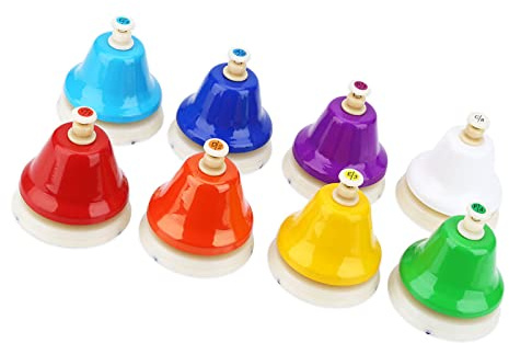 TOPINCN 8 -Note -Buntes Handglocken Set der Kinder Entwickeln Sie Grobe Koordination und Musikintelligenz