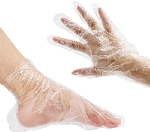 YAZWUR 200 Pezzi Maschera Monouso in Plastica per Mani e Piedi per Trattamenti di Paraffina e Spa a Casa (Rettangolare e Più Spessa)