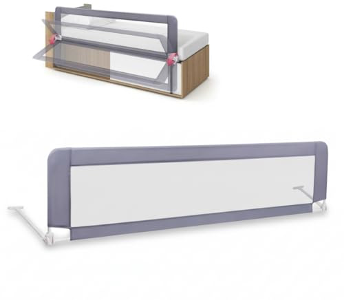 BATHBY Barandilla de Seguridad para Cama 140 cm | Panel Transparente | Sistema Plegable | Instalación sin Taladros | Protección Anticaídas para Bebés y Niños | Compatible con Todos los Colchones