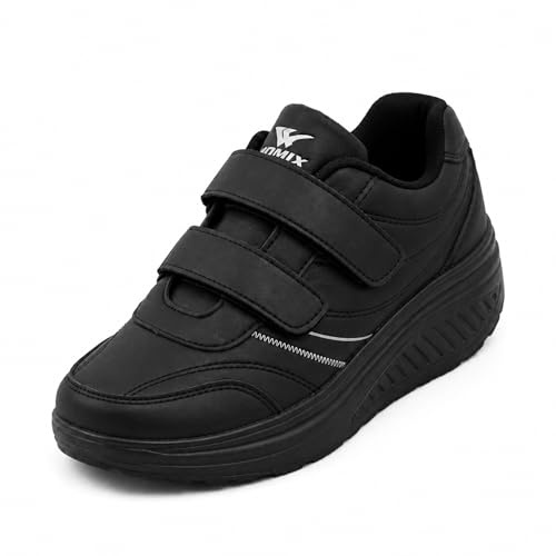 JOMIX Chaussures Homme Scratch Baskets Respirantes avec Semelle Basculante Antidérapante Sneakers Confortables en Cuir Chaussure de Marche Légères