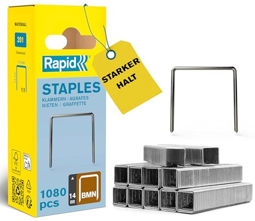Rapid Tackerklammern Typ BMN, 14mm Klammern, 1.080 Stk., Feindrahtklammern für Bosch, Metabo und Novus Hand- und Elektrotacker