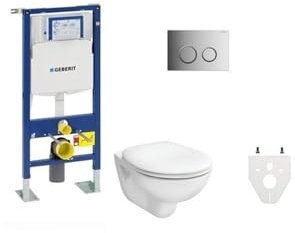 Pack WC suspendu Geberit autoportant - Abattant frein de chute, Sigma20 chromé brillant/mat