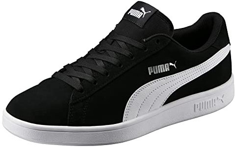 PUMA Smash V2, Baskets Mixte, Puma Noir Puma Blanc Puma Gris Métallisé, 43 EU