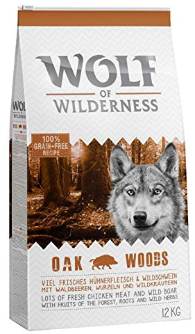 Wolf of Wilderness Adult Hundefutter trocken Oak Woods Wildschwein - getreidefrei | 12 KG