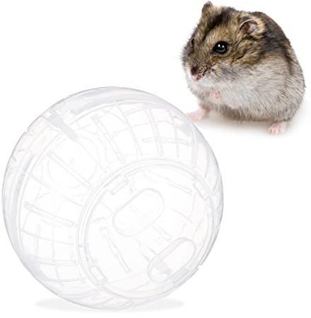 Relaxdays Hamsterball, Laufkugel für Hamster & Mäuse, Bewegung, Nagerspielzeug zum Laufen, Kunststoff, 14cm, transparent