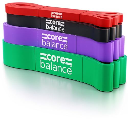 Core Balance Long Loop Resistance Bands For Assisted Pull Ups Strength Training Natural Latex Set Of 4