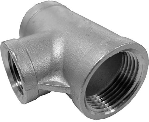 Reduzier T Stück aus V4A Edelstahl 2 Zoll Mitten Abgang 1 Zoll reduziert IG x IG x IG Gewinde Fitting Trinkwasser geeignet Rohr Verschraubung 90° Grad Abzweig Reduzierung INOX