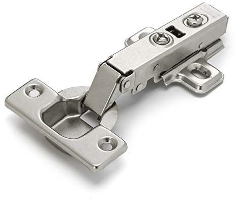 Luokim 4 Pack 2 Pairs Frameless Full Overlay Soft Close Cabinet Hinges, European Hinges for Cabinets, Hidden Cabinet Hinges Adjustable 35mm Cup Clip-On Plate Nickel Plated Finish
