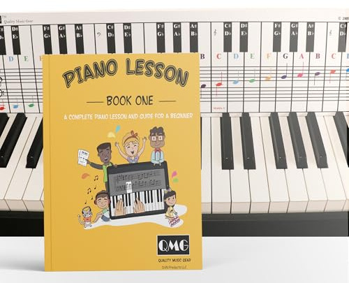 QMG Piano & Keyboard Note Chart with Color Note Lesson Book – Complete Beginner Learning Kit with Video Tutorials – Practice Guide for Students, Teachers & Adults – Fits All Pianos & Keyboards