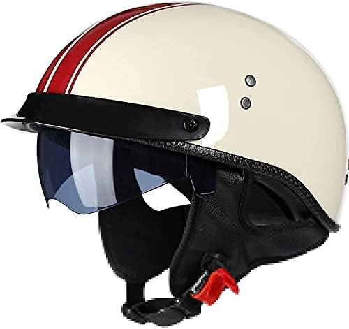 CFZWJ Retro Halbschale Jet Motorrad-Helm Mit Sonnenblende ECE-Zertifiziert Unisex für Scooter Cruiser Chopper Moped Half Face Helm