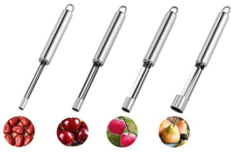 BOBOZHONG Herramienta para Quitar el corazón de la Fruta,4PCS Descorazonador de Manzana,Descorazonador de Frutas Multifunción, Juego de descorazonador de Frutas 4 tamaños