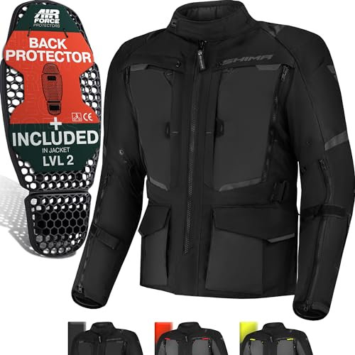 SHIMA Hero 2.0 Chaqueta Moto Hombre AirForce Protector Espalda Cazadora Motociclista Chaquetas Protecciones Impermeable Moto Armadura Cazadoras Motoero Invierno (Masculinos Chaqueta, Negro, L)