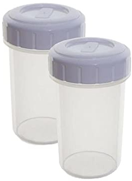 Vsorce4u 2 x 400ML Plastic Airtight Beaker With Screw Lid - Food, Dry Food, Liquid Storage Container, Holder, Box - Travel Shaker