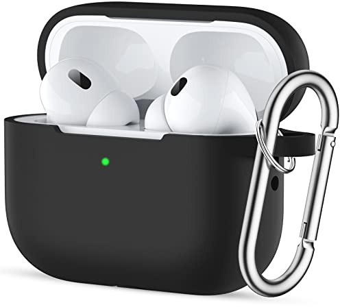 Easuny Custodia per AirPods PRO 2/1 (2022/2019) - Silicone Cover per AirPods PRO 2nd/1st Case, Antiurto Protezione Cover Compatibile con AirPods PRO Seconda Generazione, con Moschettone, Nero