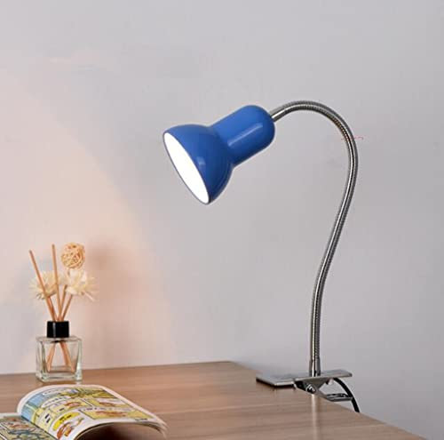 SXYSXYSXY Schreibtischlampe Metall Klemmleuchte Kinder Retro für E27 LED Glühbirne Verstellbare mit Schalter Nachttischlampe Tischlampe Leselampe für Kinder Arbeitszimmer Schlafzimmer,Blau