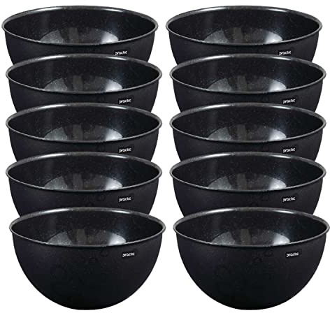 Frukostskål Set 10 Stycken, Müsliskål, Plastskålar 500 ml Ø12,5 cm, Soppskålar, Serveringsskålar, återanvändbara, BPA-fri | för Frukt, Sallad, Skål, Müsli, Soppa – Svart