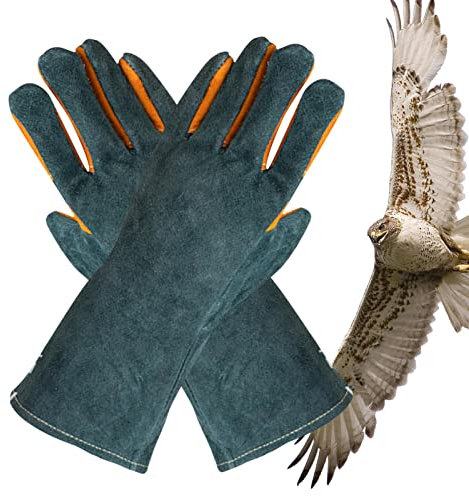 PW TOOLS Beißhandschuhe für Hunde | Mehrzweck-Haustierpflegehandschuhe aus Leder - Bissfeste Tierhandschuhe für Katze, Hund, Vogel, Falke, Vieh, Schlange, Katzenbad-Werkzeug